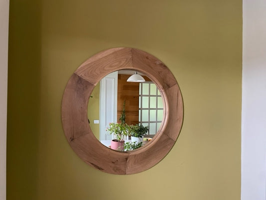 Wooden Mirror, Aesthetic  Mirror, Wood Round Mirror, Modern Home Mirror , Unique Bathroom Mirror